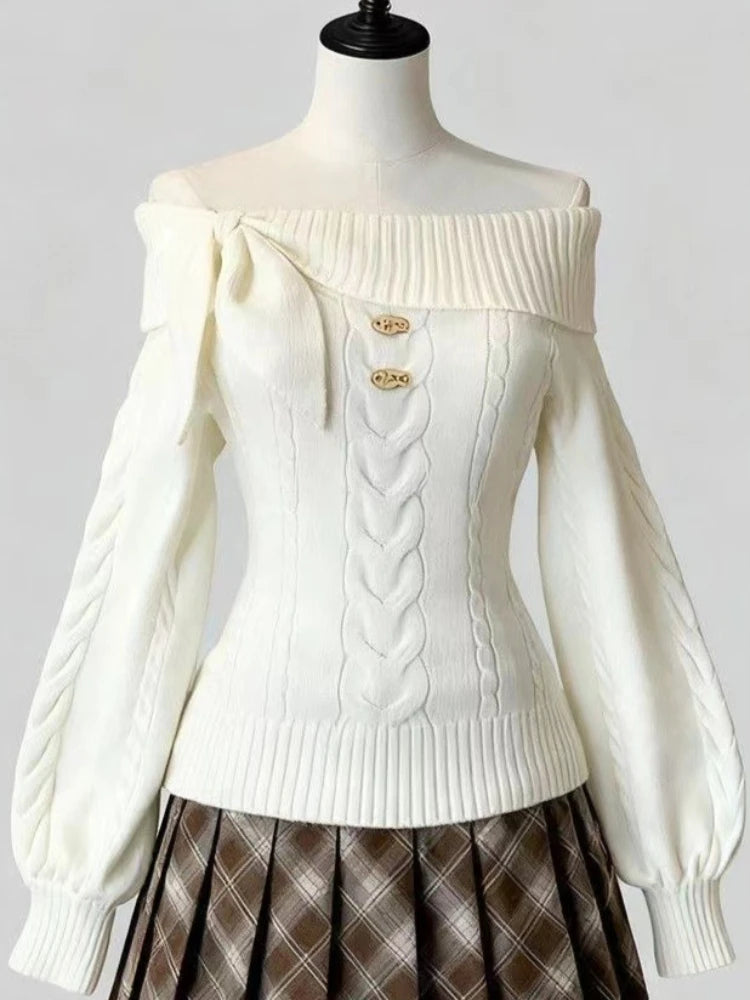 Women's Cold Shoulder Cable Knit Sweater Casual Knit Layer