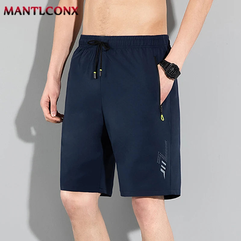 Men's Stretch Drawstring Sports Shorts with Zipper Pockets