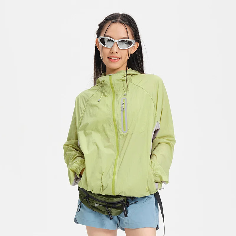 Women's Lightweight Hooded Hiking Jacket for Outdoor Layering