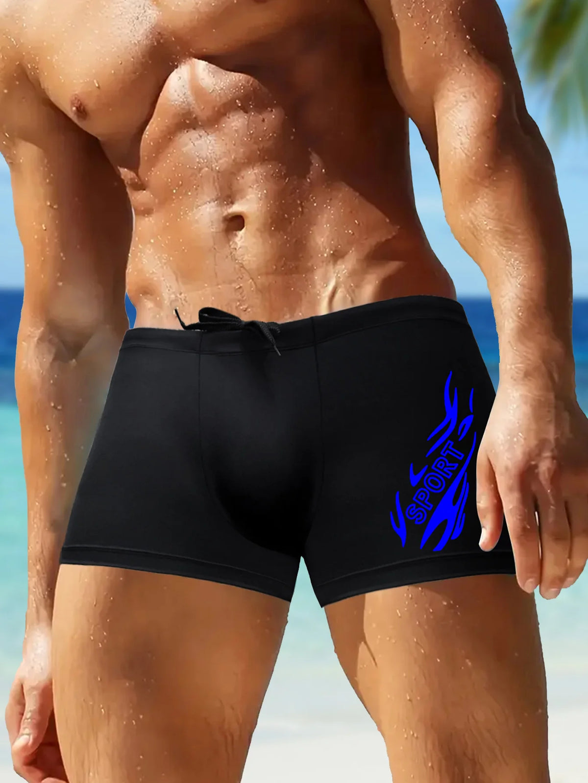 Men's Swim Shorts with Slim-Fit Swimming Style for Beach and Pool Wear