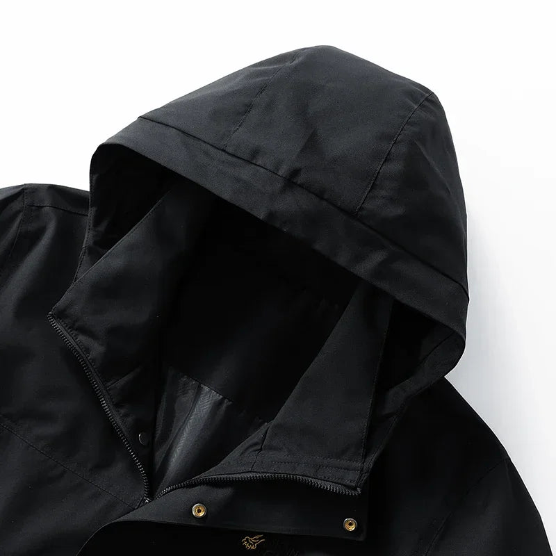 Hooded Long Sleeve Full Zip Outdoor Hiking Jacket with Pockets