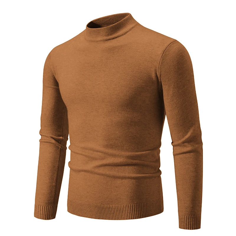 Men's Mock Neck Long Sleeve Knit Sweater