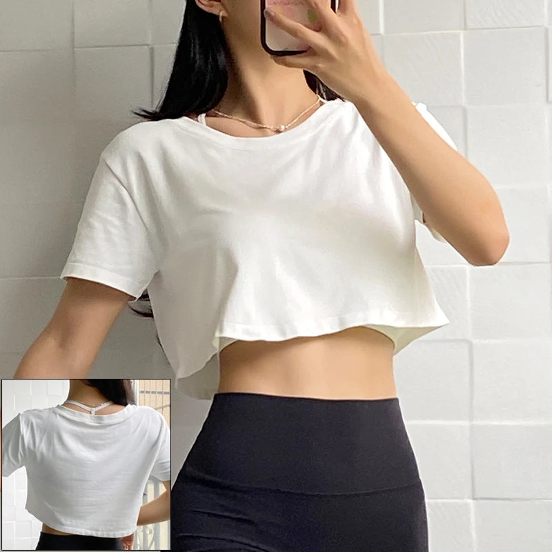 Women's Letter-Detail Long-Sleeve Workout Crop Top