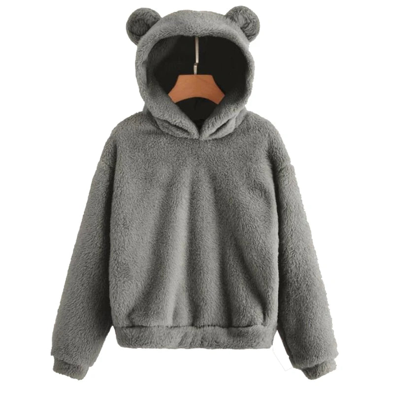 Bear Ear Long Sleeve Pullover Casual Hoodie for Layering