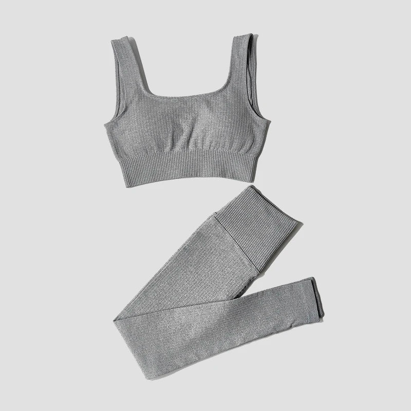 Women's Long Sleeve Crop Top And Leggings Yoga Set