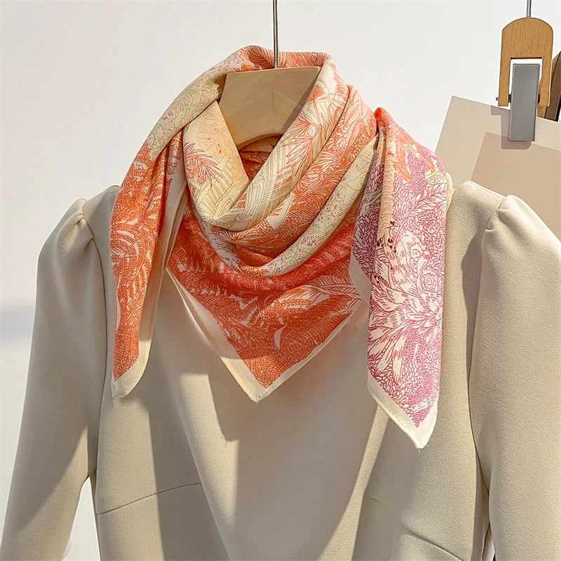 Printed Square Scarf with Polka Dot Pattern Options