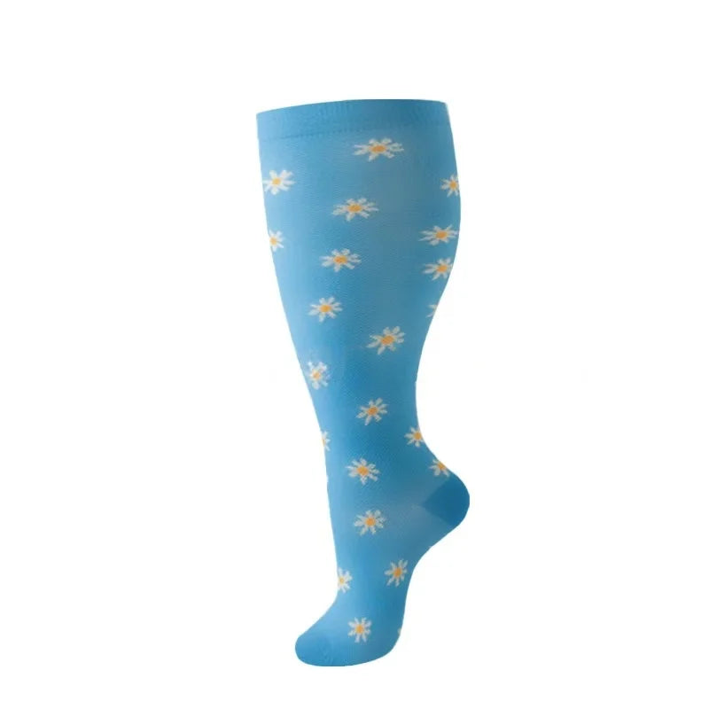 Plus Size Knee High Compression Socks with Pattern Options