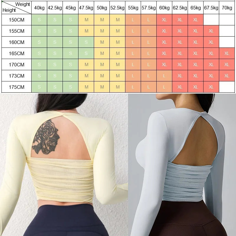 Women's Open-Back Long-Sleeve Workout Top