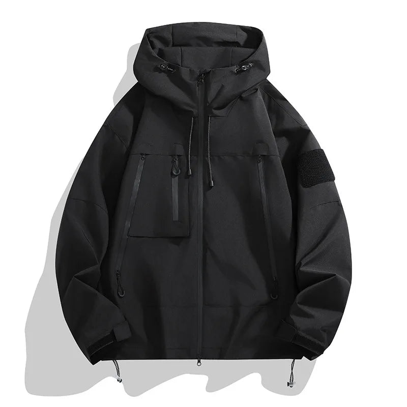 Hooded Long Sleeve Full Zip Outdoor Hiking Jacket with Pockets