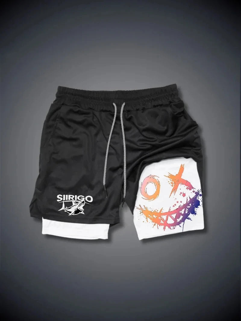 Men's Smiley Graphic Double Layer Shorts