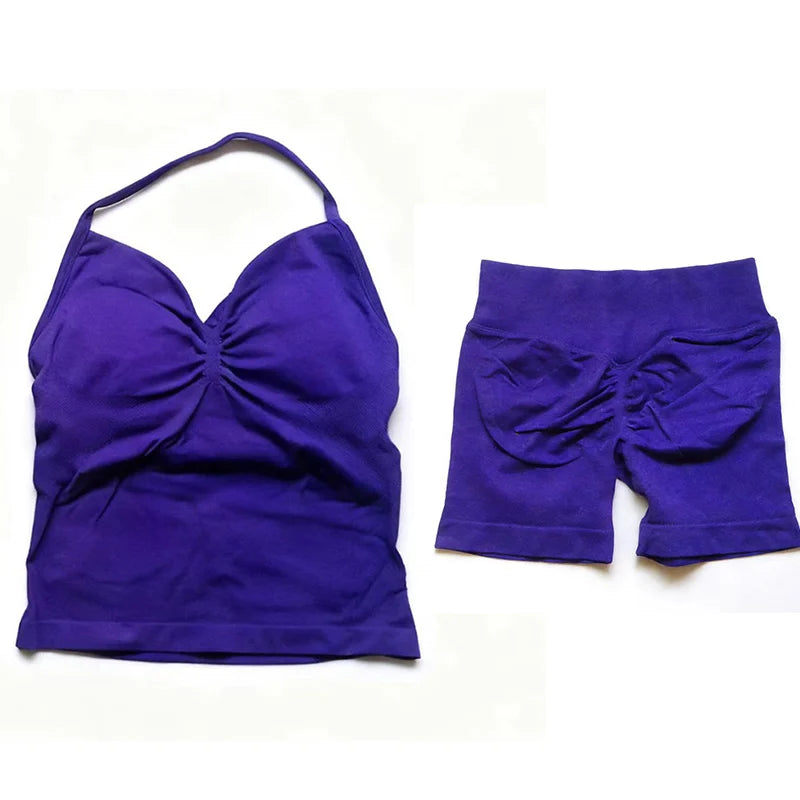 Women's Halter Tank And Shorts Yoga Set For Workout Outfits