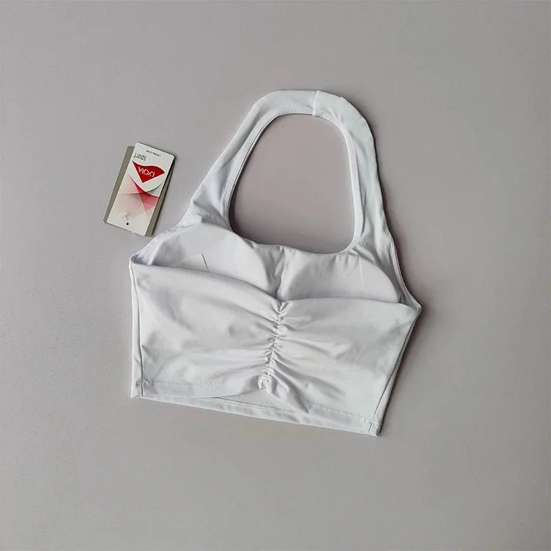 Women's Pleated Halter Sports Bra