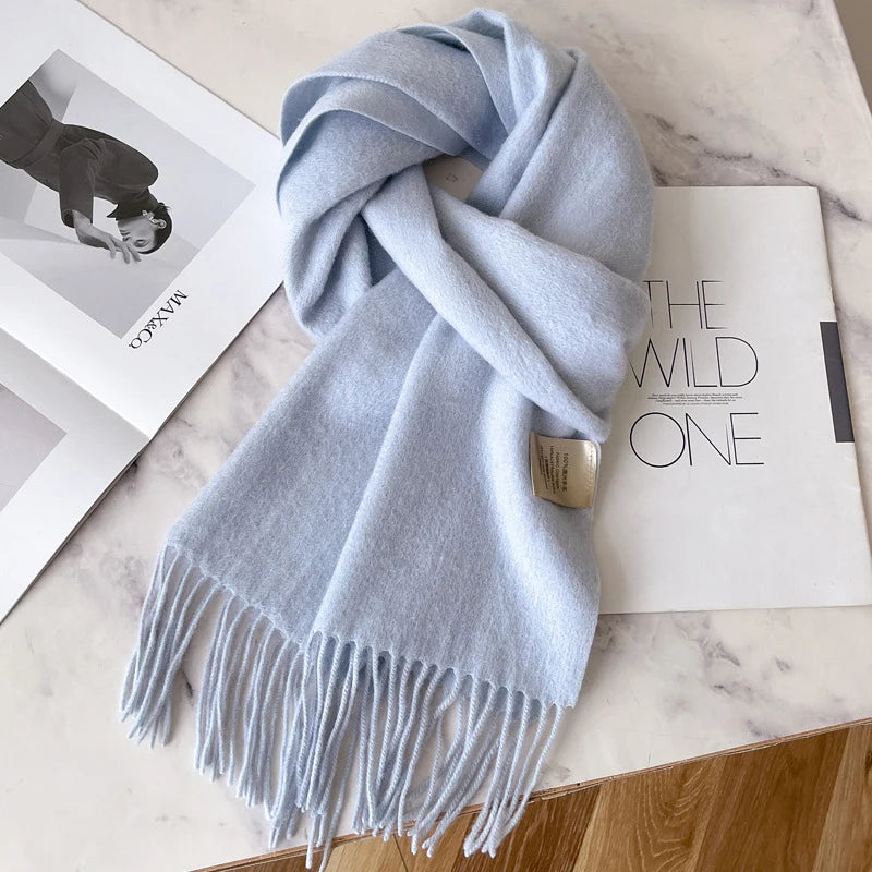 Solid Long Fringed Scarf for Neck and Wrap Styling
