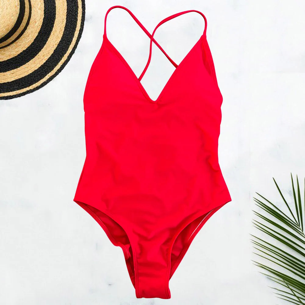 Plus Size Solid One-Piece Swimsuit