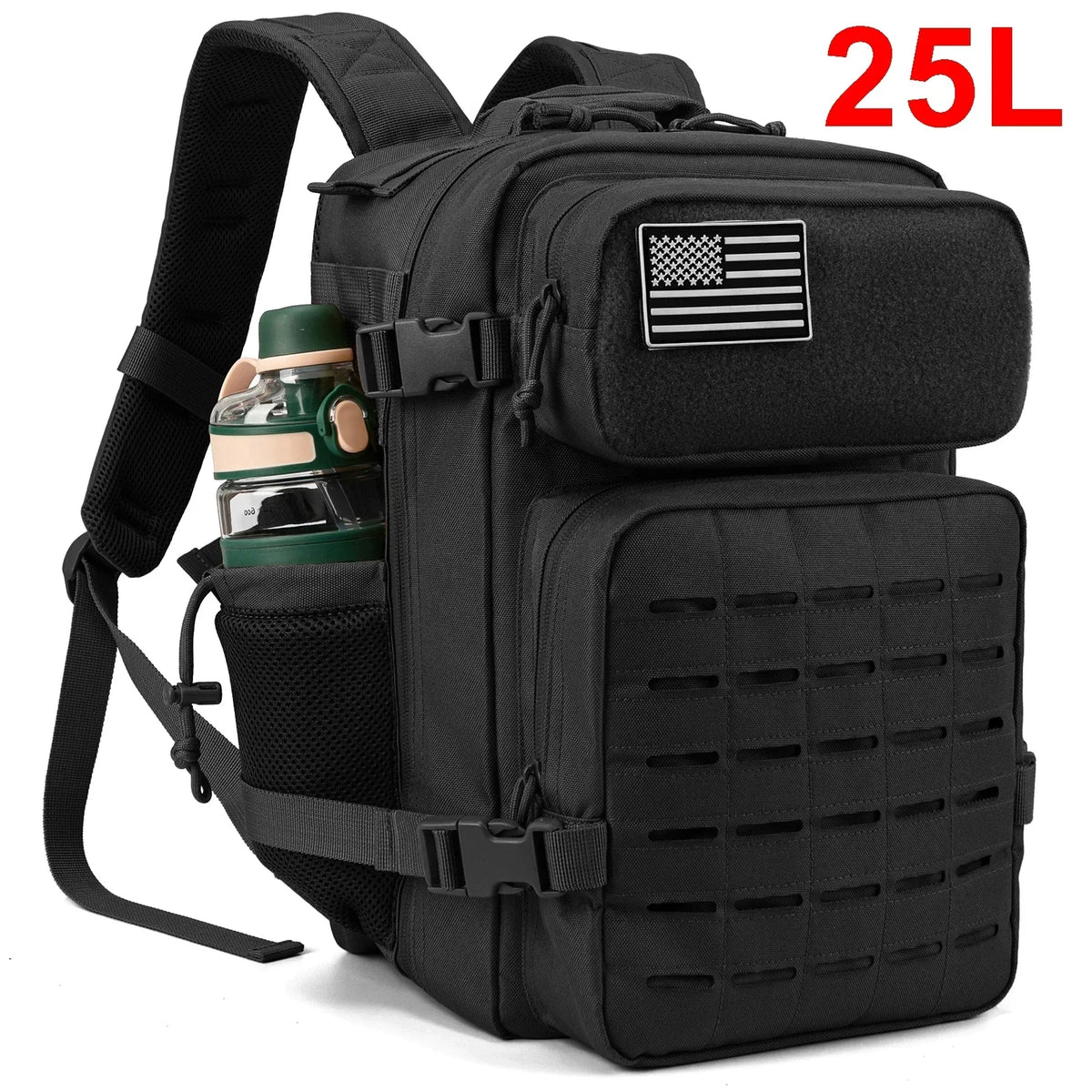 Tactical Backpack with Front Webbing and Separate Size-Labelled Colour Options