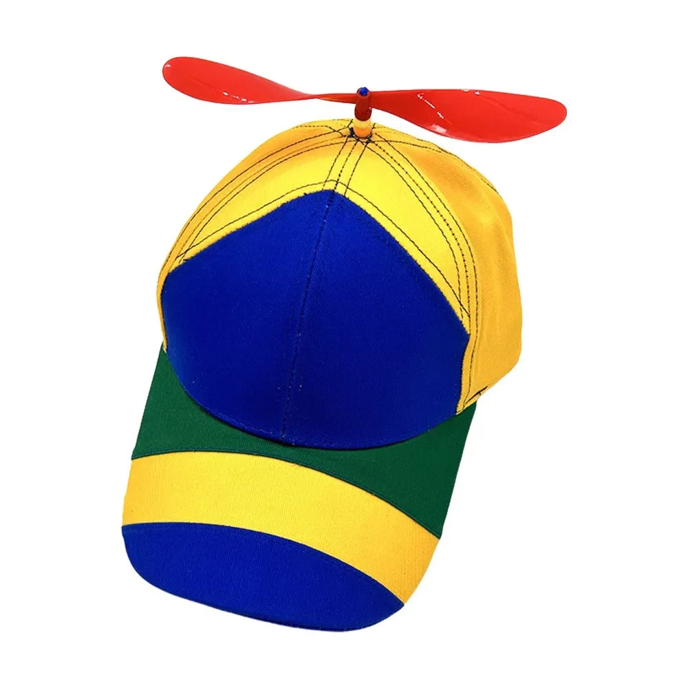 Color Block Baseball Cap with Decorative Top Propeller