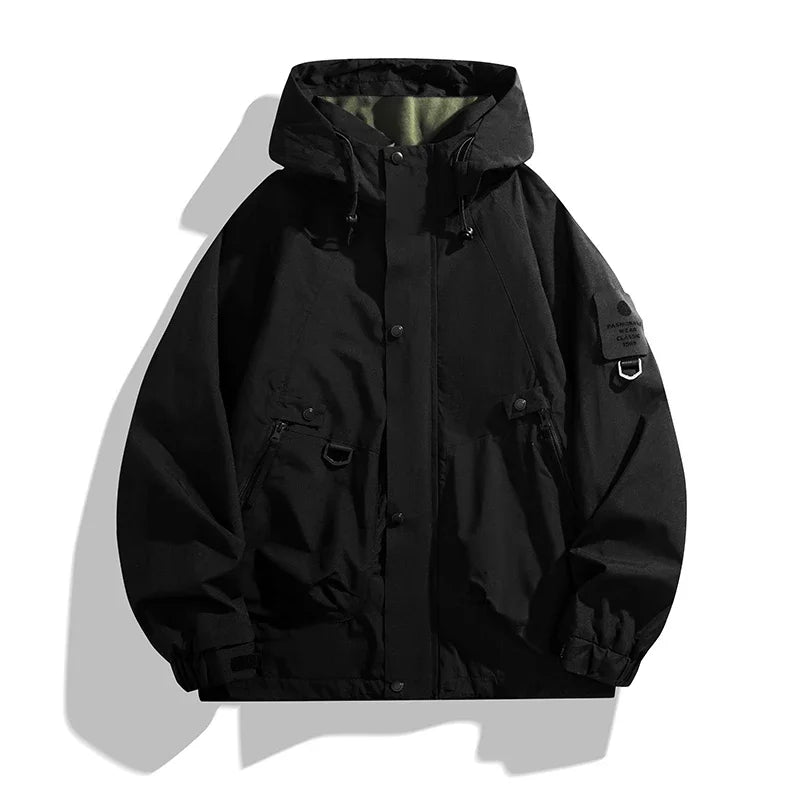 Hooded Zip-Front Hiking Jacket with Pockets