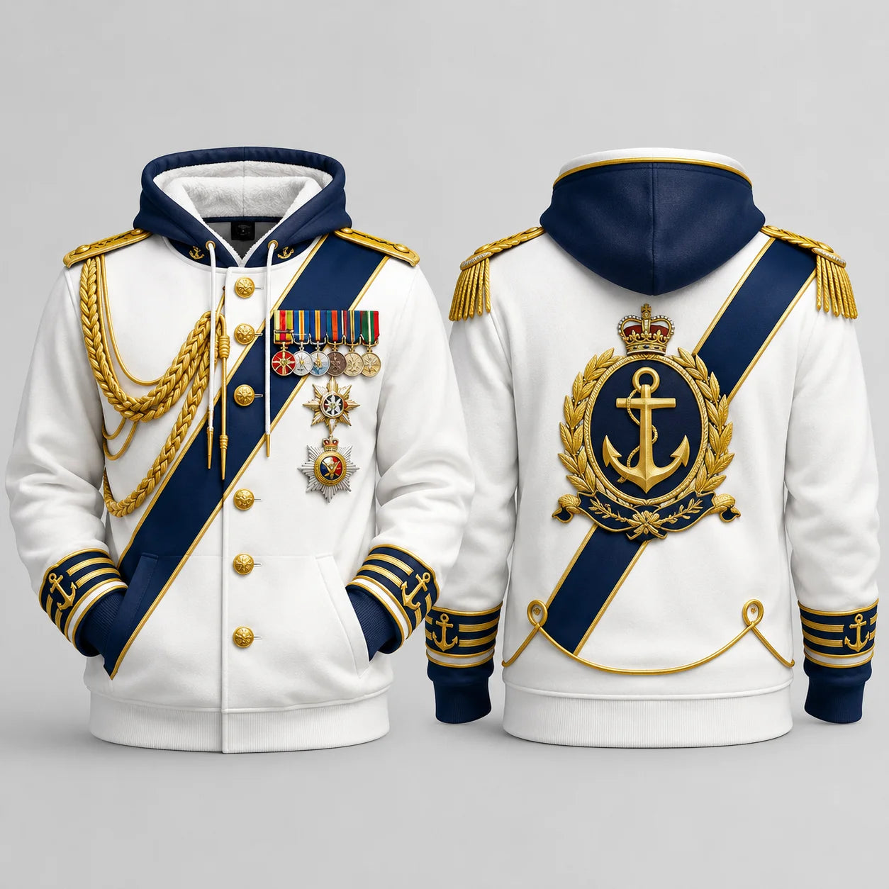 Ceremonial-Inspired Graphic Long-Sleeve Zip-Front Hoodie