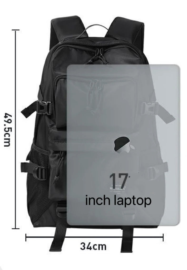 Men's Multi-Pocket Laptop Backpack with Buckle Details and Size Options