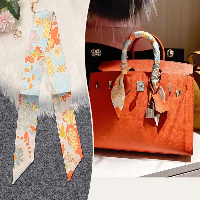 Printed Skinny Scarf for Neck and Bag Handle Styling