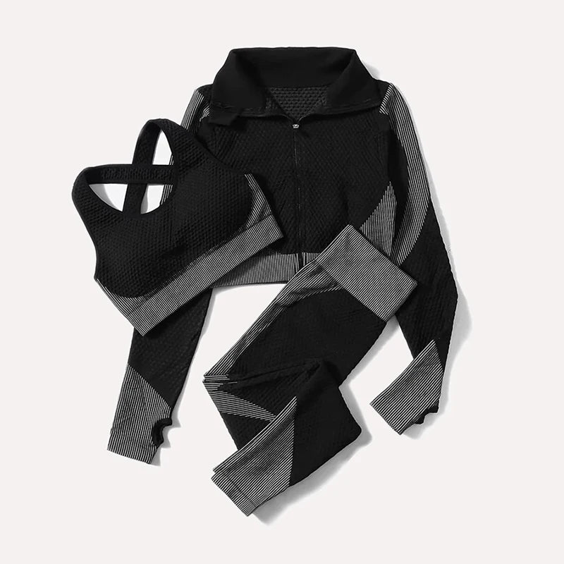 Women's Zip Jacket Bra And Leggings Yoga Set