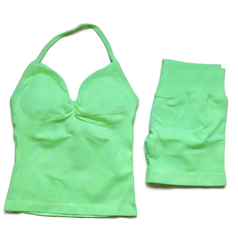 Women's Halter Tank And Shorts Yoga Set For Workout Outfits