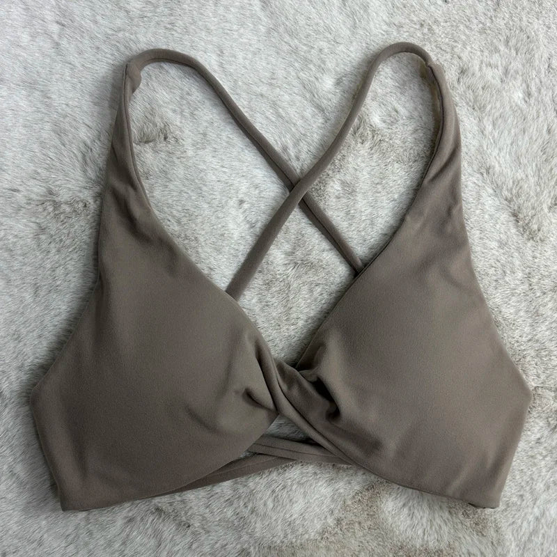 Women's V Neck Cross Back Sports Bra