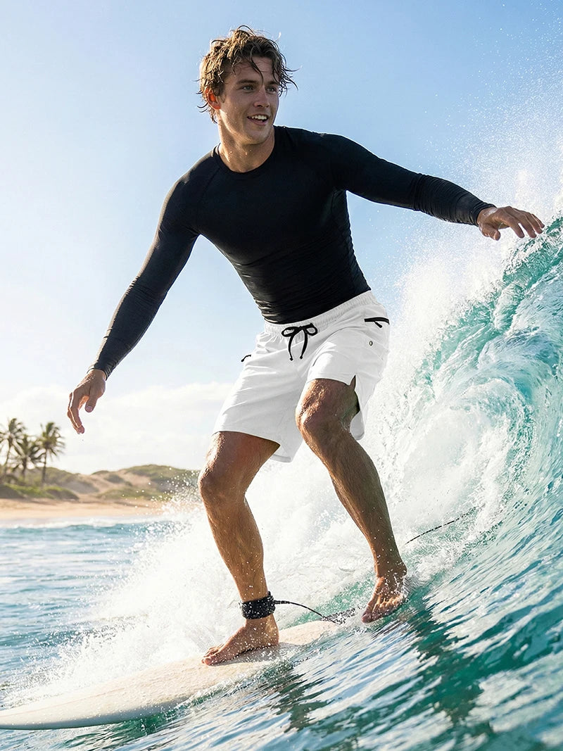 Men's Long Sleeve Rash Guard with Swim Bottom Options