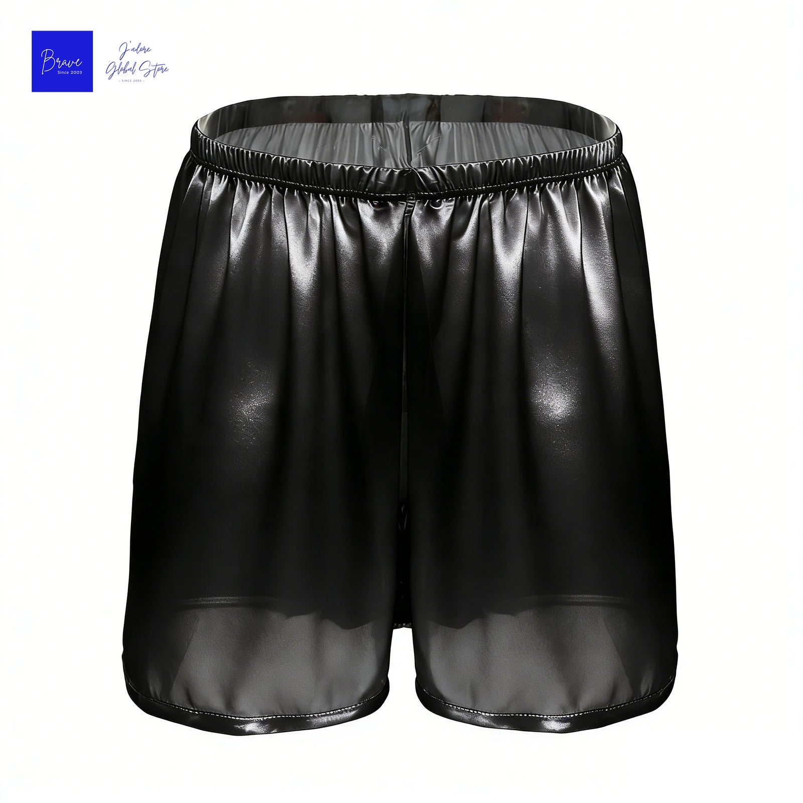 Men's Satin Look Elastic Waist Sleep Shorts with Print Options