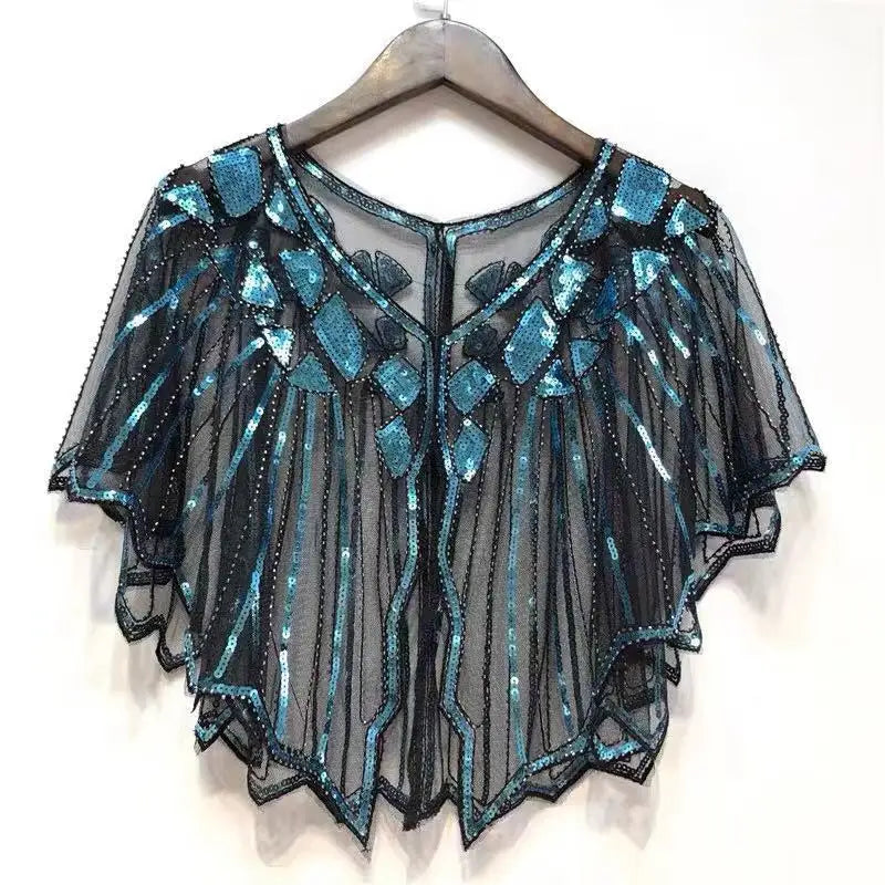 Beaded Sequin Capelet for Layering over Dresses and Tops