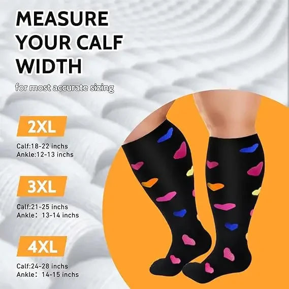 Plus Size Knee High Compression Socks with Pattern Options