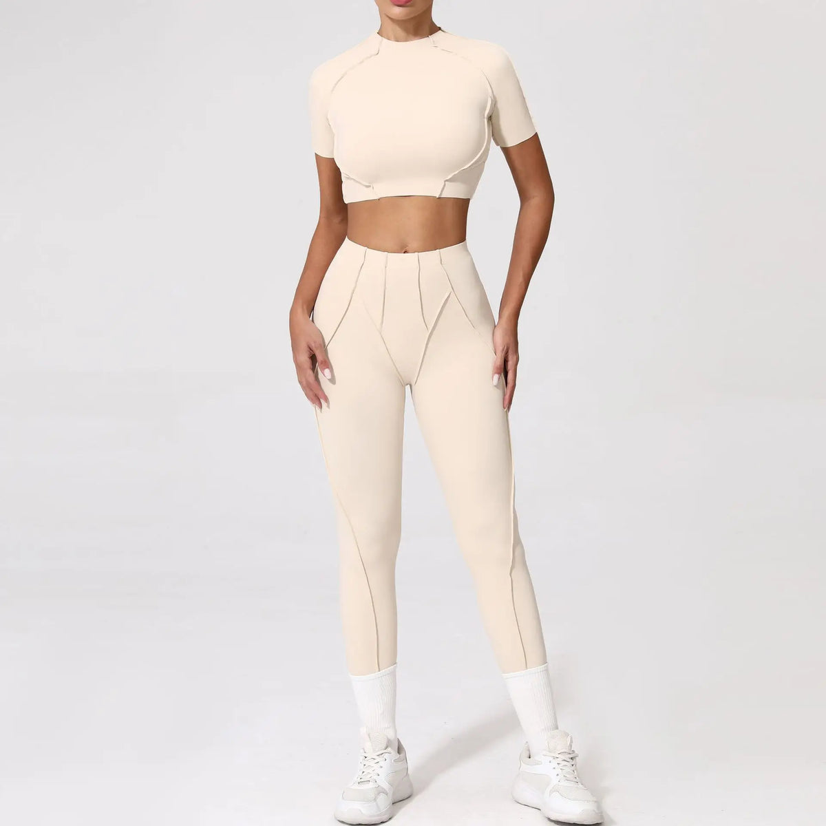 Women's Contrast Seam Bra And Leggings Yoga Set