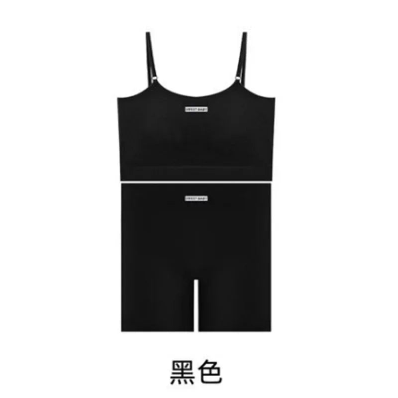 Women's Thin Strap Tank And Shorts Yoga Set