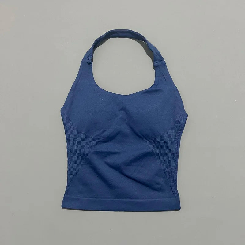 Women's Halter Neck Longline Fitted Tank Top For Workout Outfits