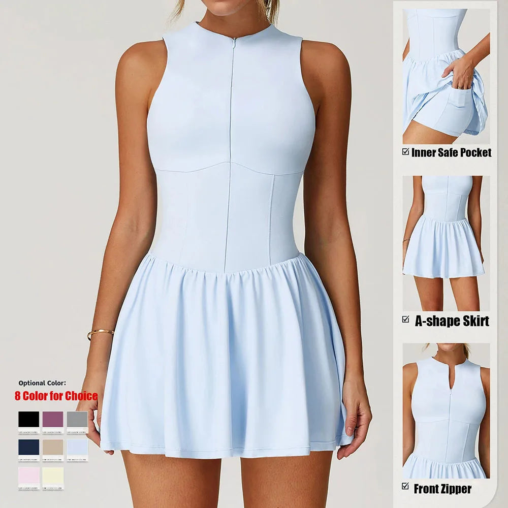 Women's Zip-Front Sleeveless Tennis Dress