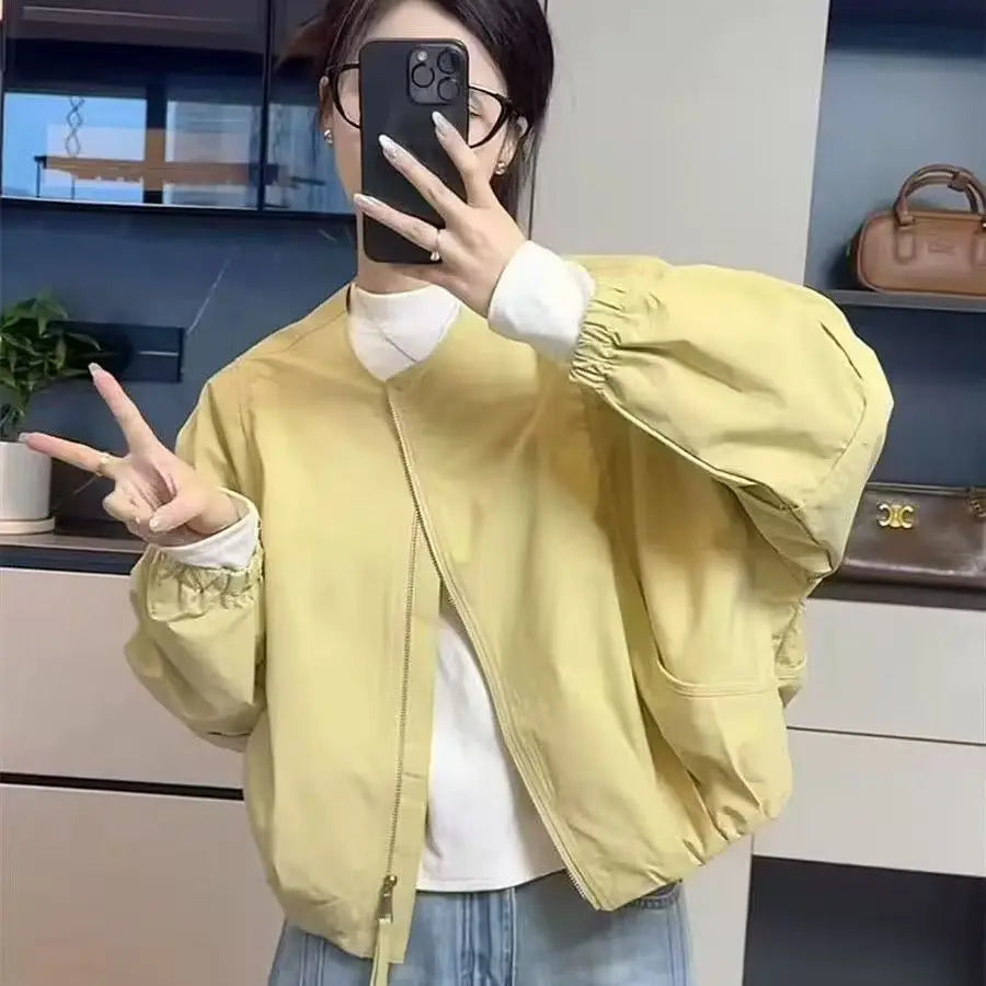 Loose-Fit Zip-Front Bomber Jacket