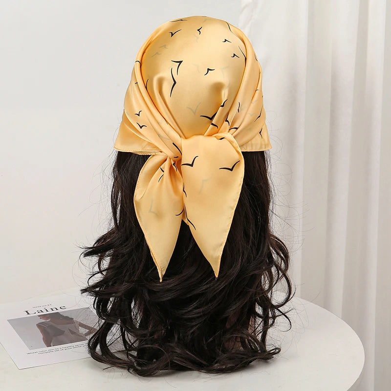 Floral Print Square Scarf for Head and Neck Styling