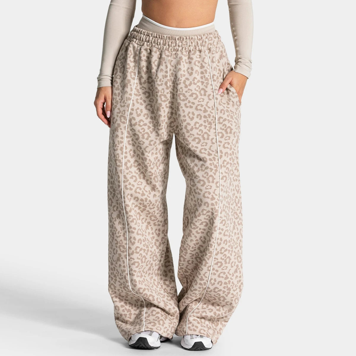 Women's Leopard Print Wide Leg Yoga Pants For Workout Outfits