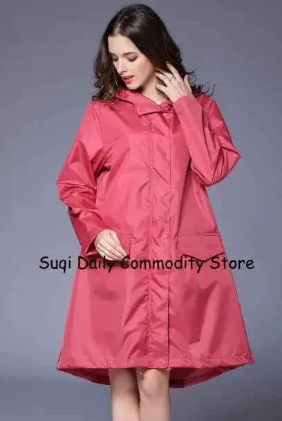 Long Hooded Front Opening Jacket for Layering over Outfits