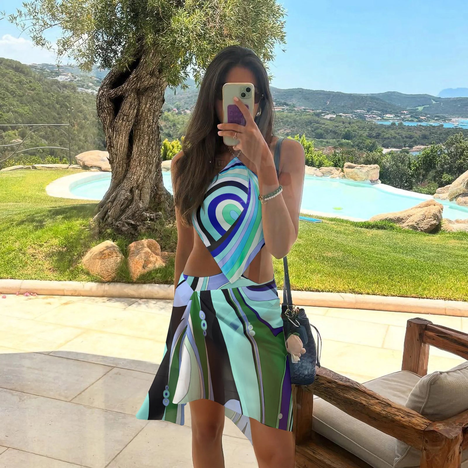 Floral Cutout Swimsuit with Cover-Up