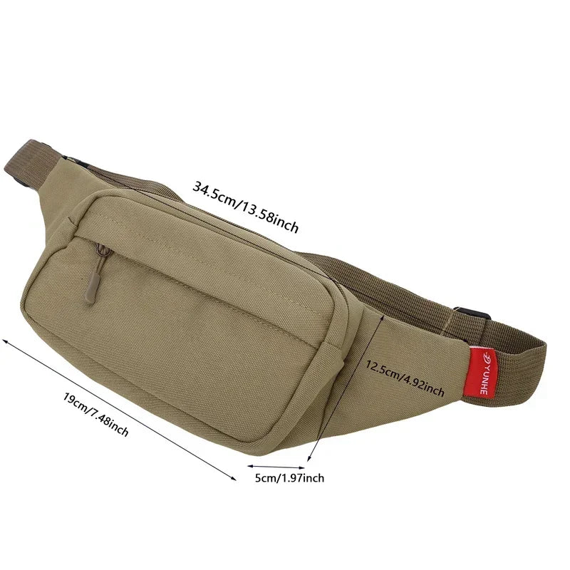 Solid Waist Pack with Adjustable Strap and Zippered Pockets