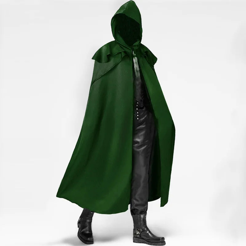 Long Hooded Tie Front Cape for Layering over Outfits