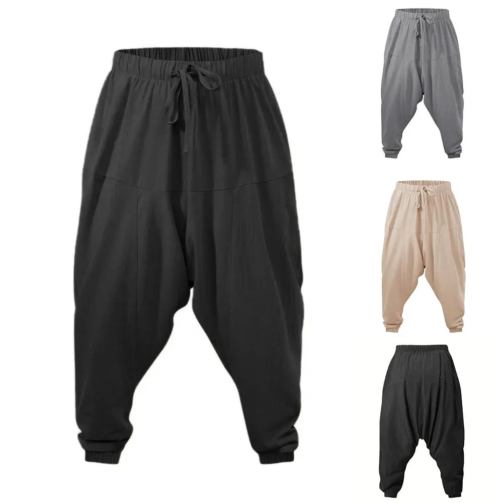 Men's Elastic Waist Loose Fit Casual Pants For Everyday Wear