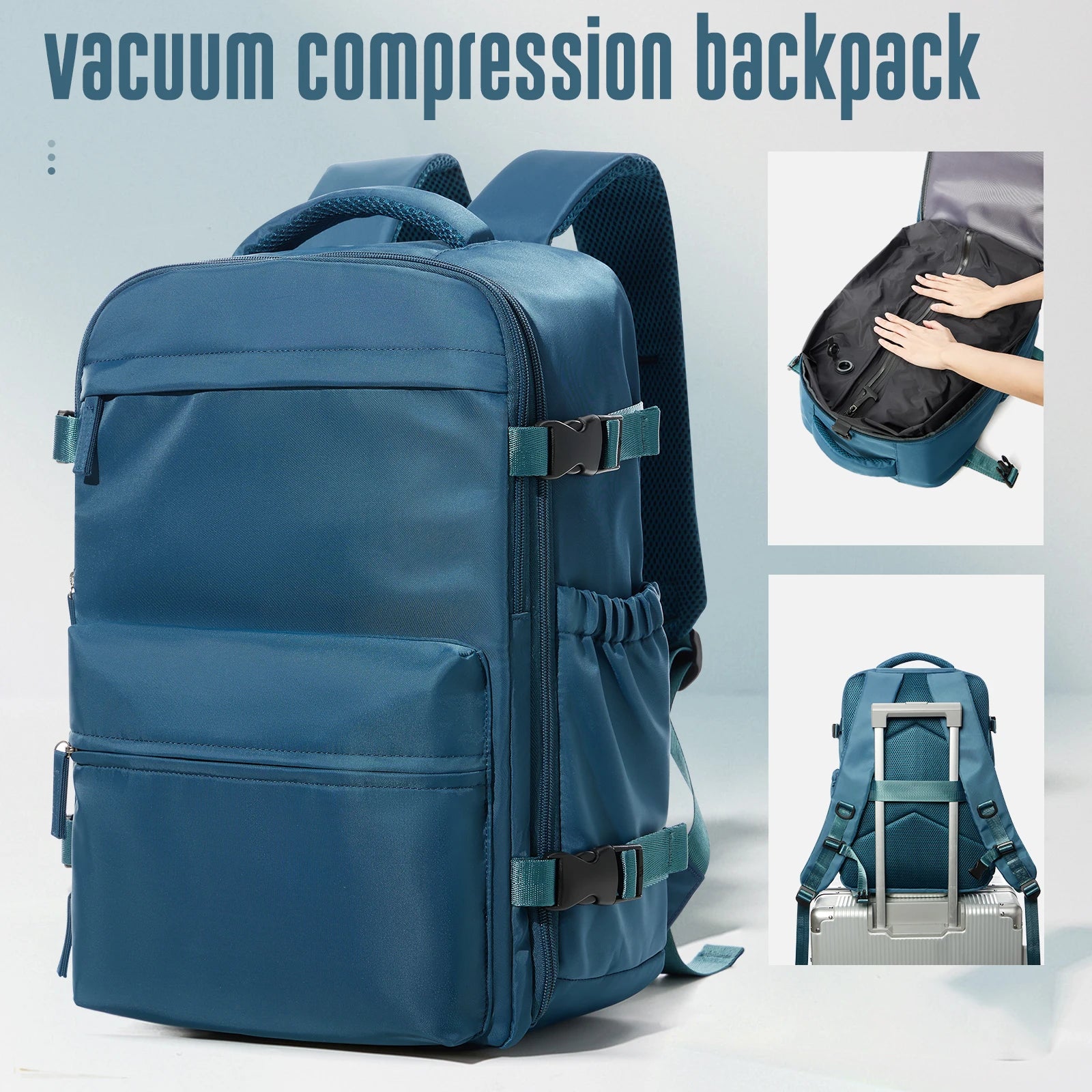 Travel Backpack with Internal Compression Storage and Zippered Compartments