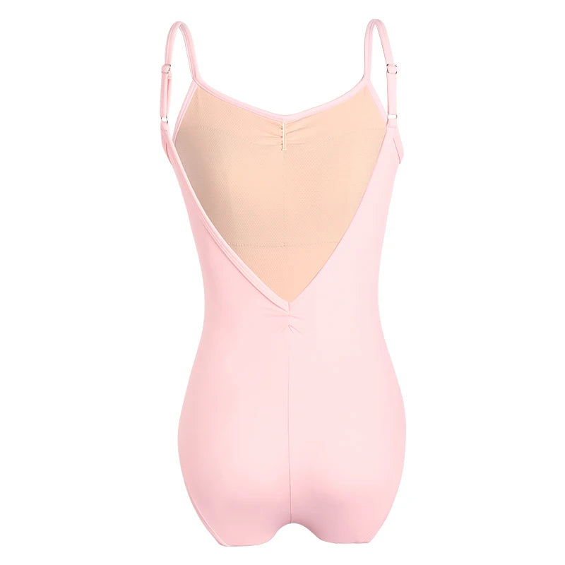 Women's Classic Camisole Ballet Leotard with Ruched Front and V Back