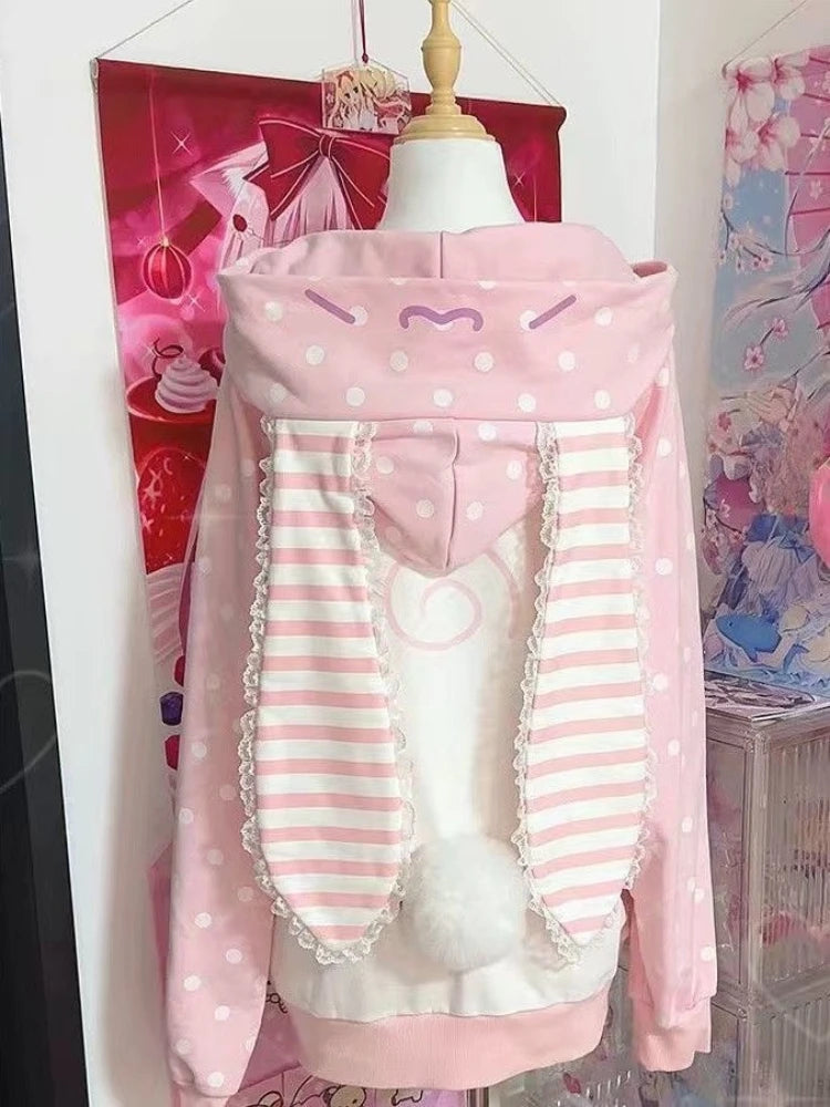 Cat Ear Long Sleeve Full Zip Casual Hoodie