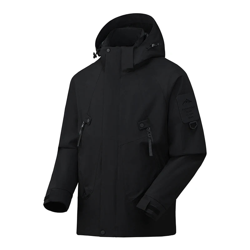 Hooded Long Sleeve Full Zip Outdoor Hiking Jacket with Pockets