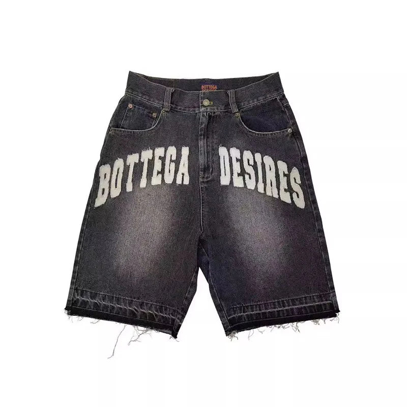 Men's Embroidered Denim Shorts for Casual Everyday Wear