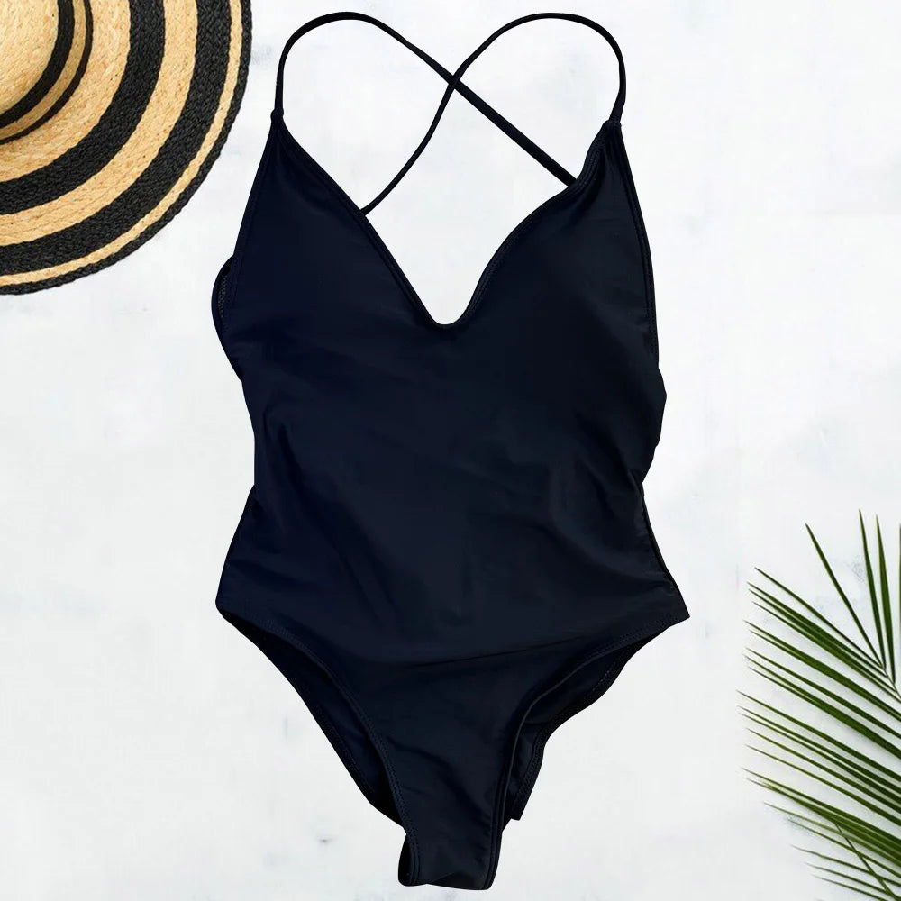 Plus Size Solid One-Piece Swimsuit