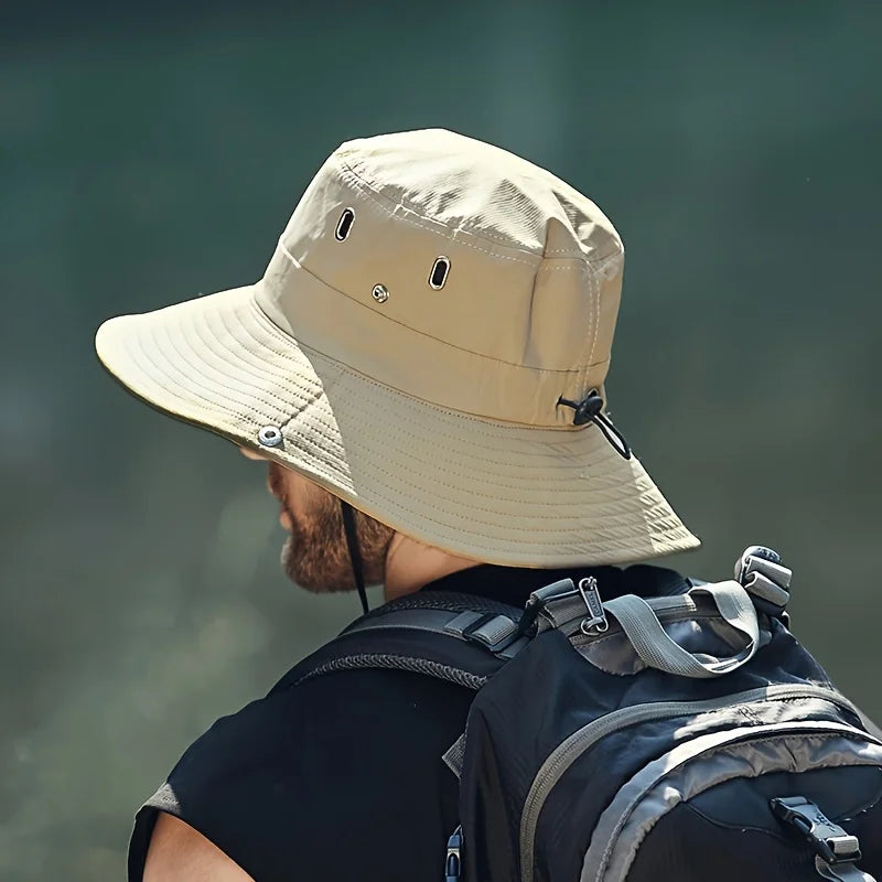 Wide Brim Outdoor Bucket Hat with Adjustable Chin Cord